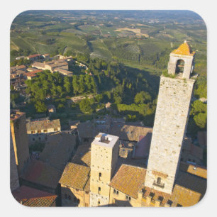View From Tower, San Gimignano, Siena, Tuscany Square Sticker