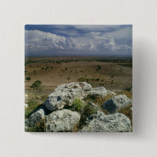 View from Troy of the surrounding landscape 15 Cm Square Badge