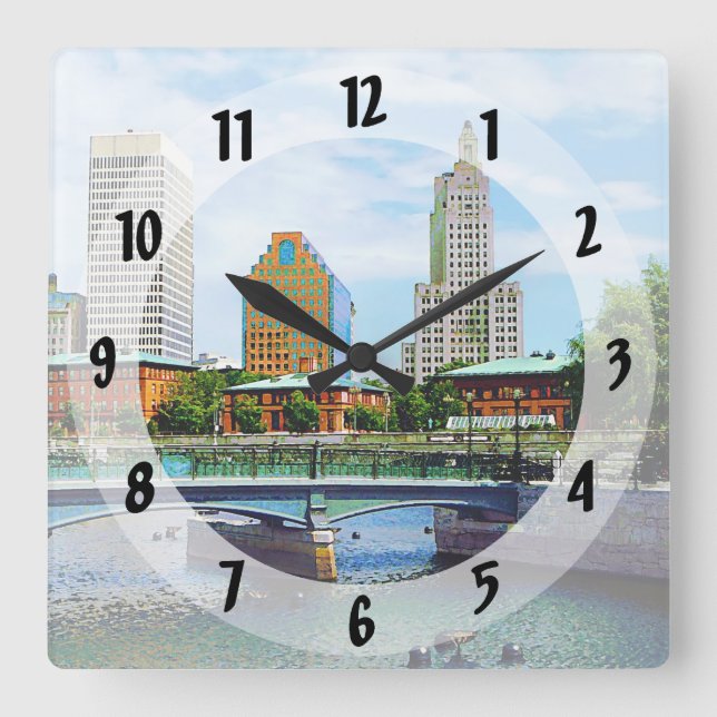 View from Waterplace Park, Providence, RI Square Wall Clock (Front)