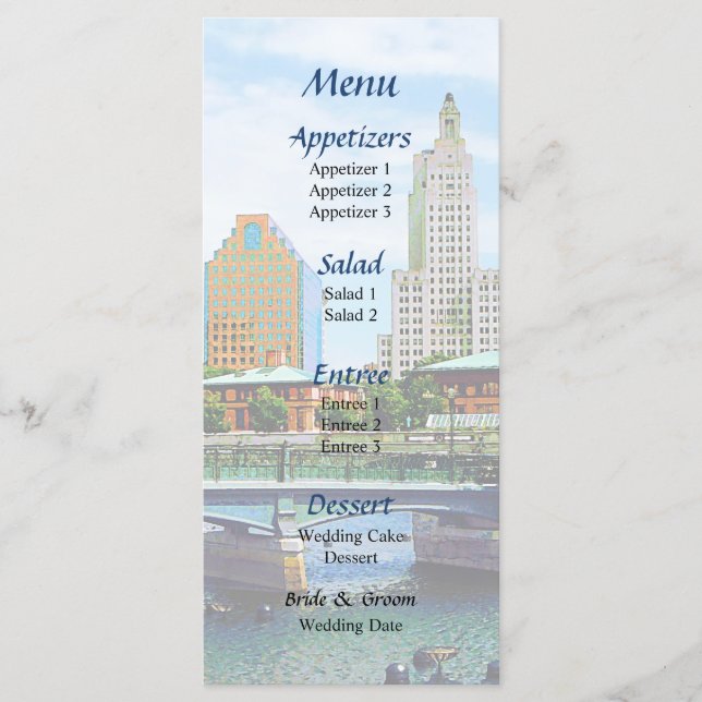 View From Waterplace Park Wedding Menu (Front)