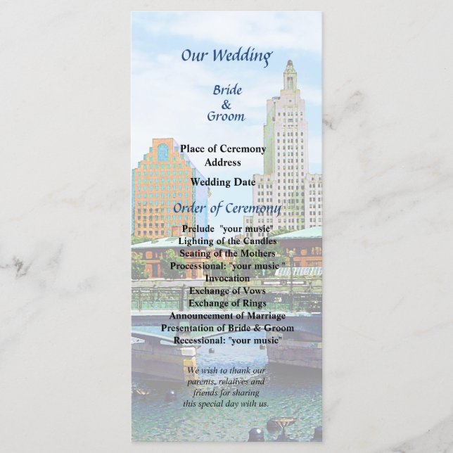 View From Waterplace Park Wedding Program (Front)