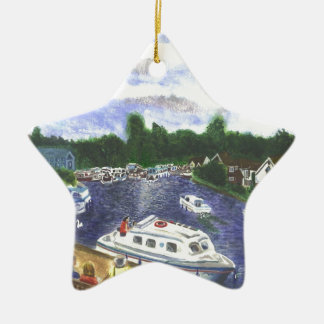 View from Wroxham Bridge Norfolk Broads Ceramic Tree Decoration