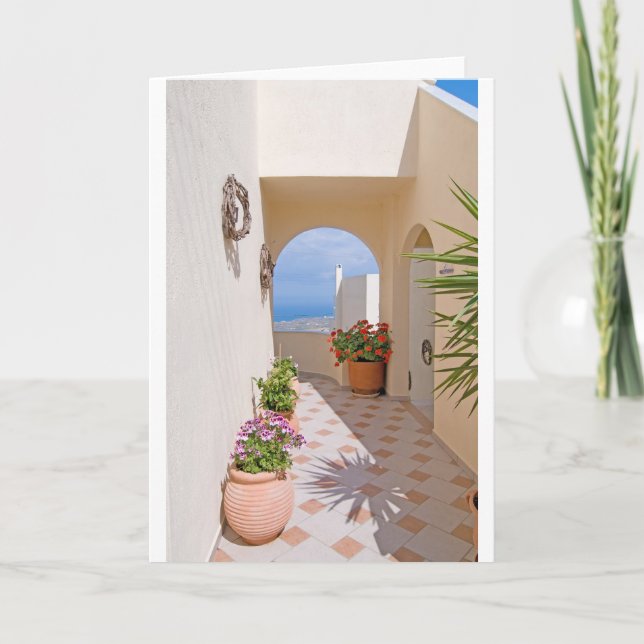 View in Santorini island Holiday Card (Front)