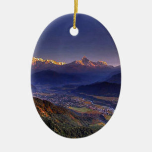 View Landscape : HIMALAYA POKHARA NEPAL Ceramic Ornament