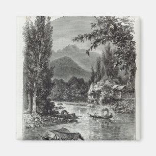 View near Serinugur, from 'Leisure Hour', 1888 Magnet