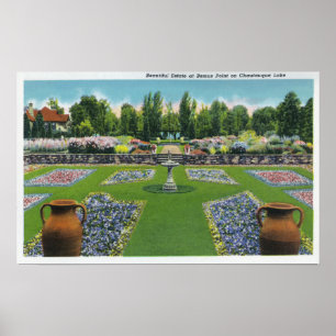 View of a Chautauqua Lake Estate Gardens Poster