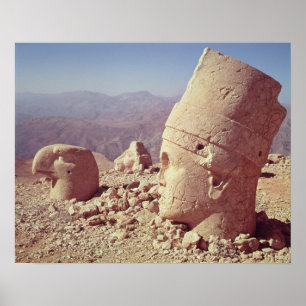View of a colossal head and an eagle poster