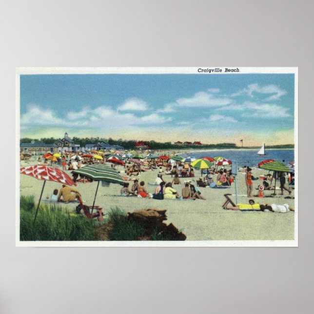 View of a Crowded Craigville Beach Poster (Front)