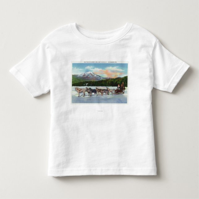 View of a Dogsled Team on Mirror Lake Toddler T-Shirt (Front)