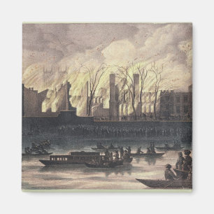 View of a fire at Whitehall Palace Magnet