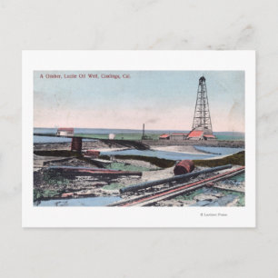 View of a Gusher at Lucile Oil Well Postcard