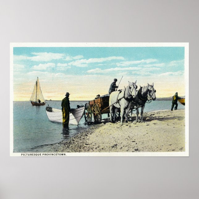 View of a Horse Cart Pulling in a Boat Poster (Front)