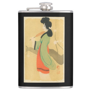 View of a Japanese Woman in ParisParis, France Hip Flask