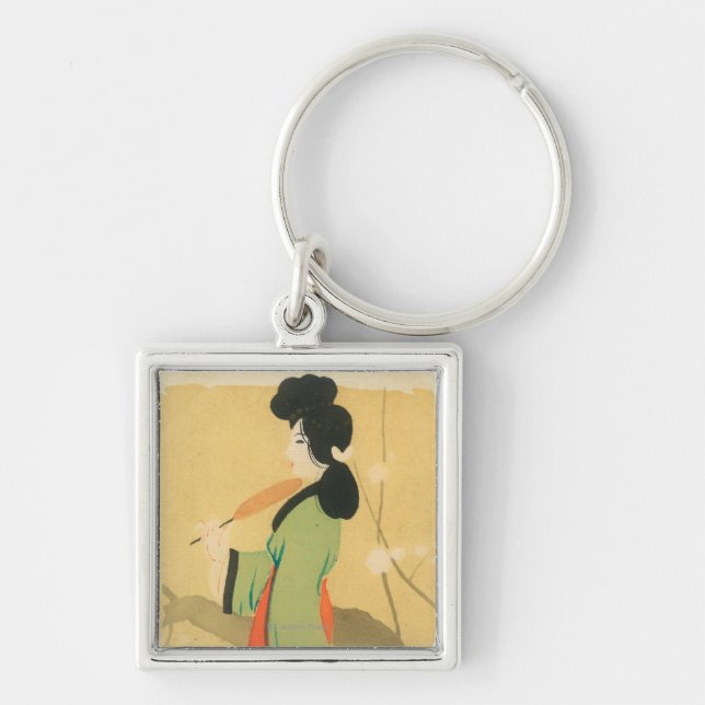 View of a Japanese Woman in ParisParis, France Key Ring (Front)