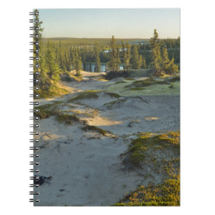 View of a lake and the surrounding sand hills, notebook