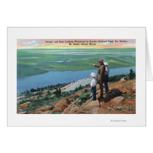 View of a Park Ranger and Boys Looking West