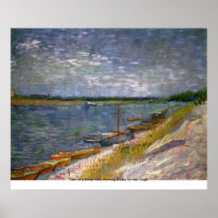 View of a River with Rowing Boats by van Gogh Poster