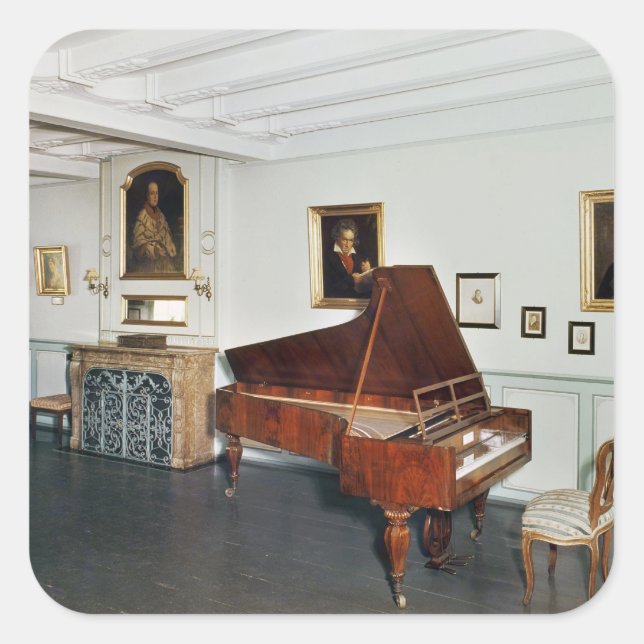 View of a room with a grand piano square sticker (Front)