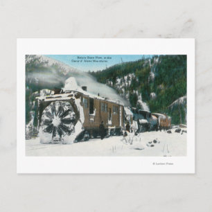 View of a Rotary Snow Plough in the Mountains Postcard