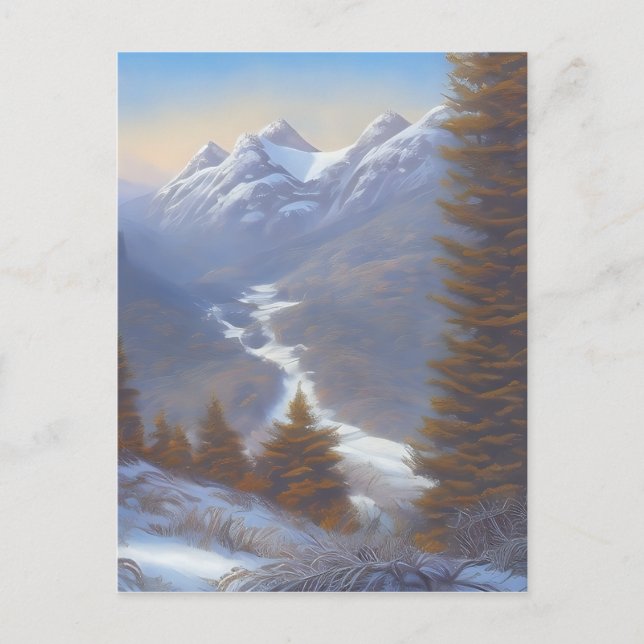 View of a Snowy Mountaintop  Postcard (Front)