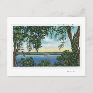 View of a Steamboat on the Lake Postcard
