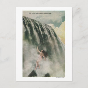 View of a Woman in the Falls Postcard