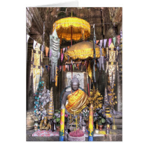 View of altar area inside Buddhist temple,
