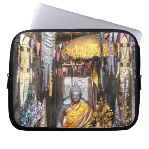 View of altar area inside Buddhist temple, Laptop Sleeve