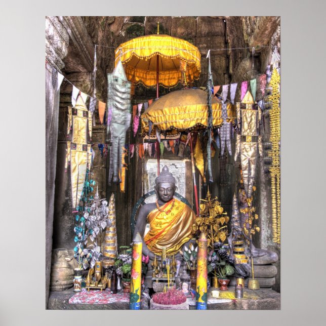 View of altar area inside Buddhist temple, Poster (Front)