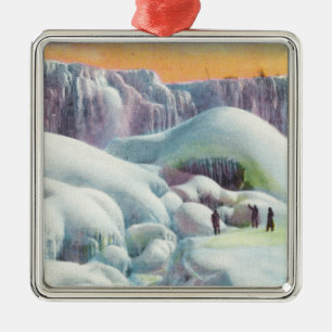 View of American Falls in Winter Metal Tree Decoration