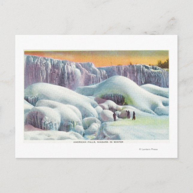 View of American Falls in Winter Postcard (Front)