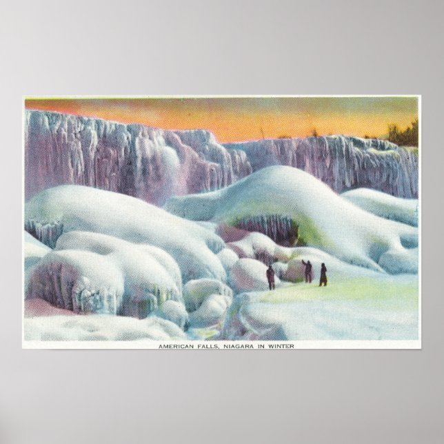 View of American Falls in Winter Poster (Front)