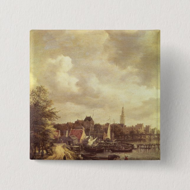 View of Amsterdam 15 Cm Square Badge (Front)