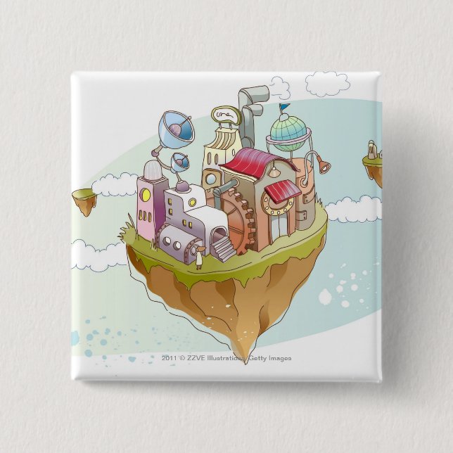 View of an colourful abstract illustration 15 cm square badge (Front)
