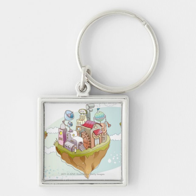 View of an colourful abstract illustration key ring (Front)