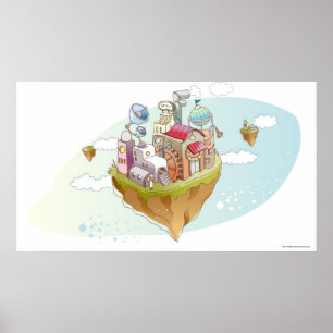 View of an colourful abstract illustration poster