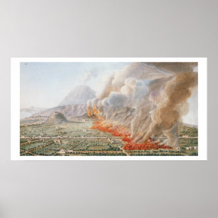 View of an eruption of Mt. Vesuvius which began on Poster