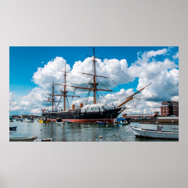 View of an historic Victorian armoured frigate bat Poster (Front)