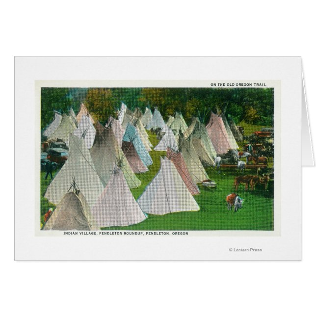 View of an Indian Village and Pendleton (Front Horizontal)