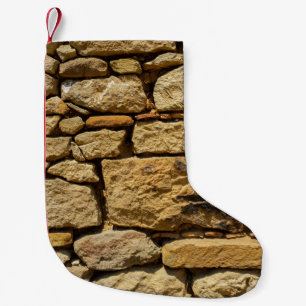 View of an old wall with yellow stonesabstract, ag small christmas stocking