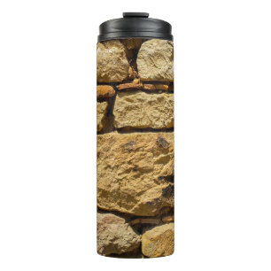 View of an old wall with yellow stonesabstract, ag thermal tumbler