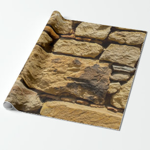 View of an old wall with yellow stonesabstract, ag wrapping paper