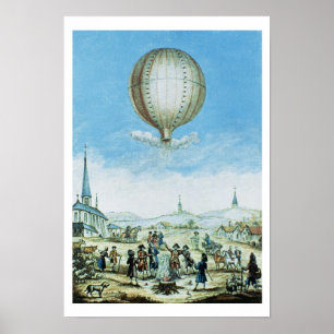 View of Annonay in Vivarais and the first flight o Poster