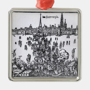 View of Antwerp Metal Ornament