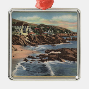 View of Arch Beach with Homes Metal Ornament