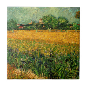 View of Arles with Irises by Vincent van Gogh Ceramic Tile