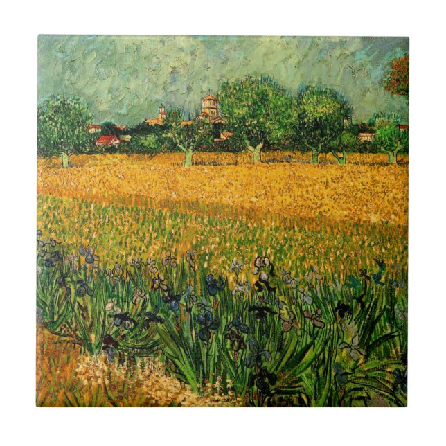 View of Arles with Irises by Vincent van Gogh Ceramic Tile (Front)