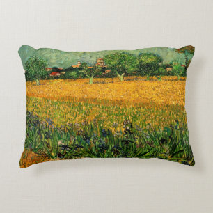 View of Arles with Irises by Vincent van Gogh Decorative Cushion