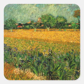 View of Arles with Irises by Vincent van Gogh Square Sticker