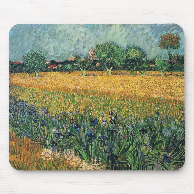 View of Arles with Irises Van Gogh Fine Art Mouse Pad (Front)